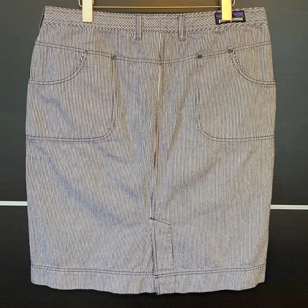 Patagonia Railroad Stripe Organic Cotton Button Down Front Skirt
